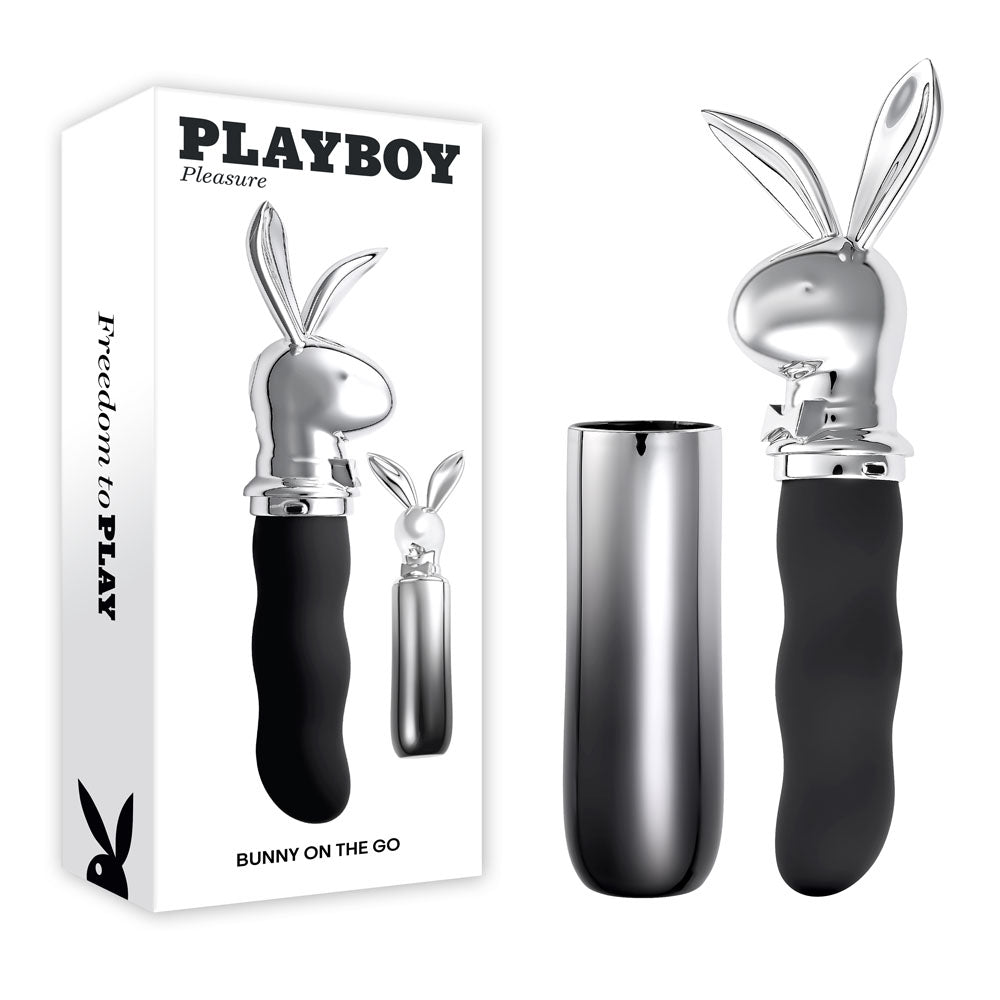 Playboy Pleasure Bunny On The Go USB C Rechargeable Vibrator 18.6 cm Black / Chrome Playboy Pleasure Main image