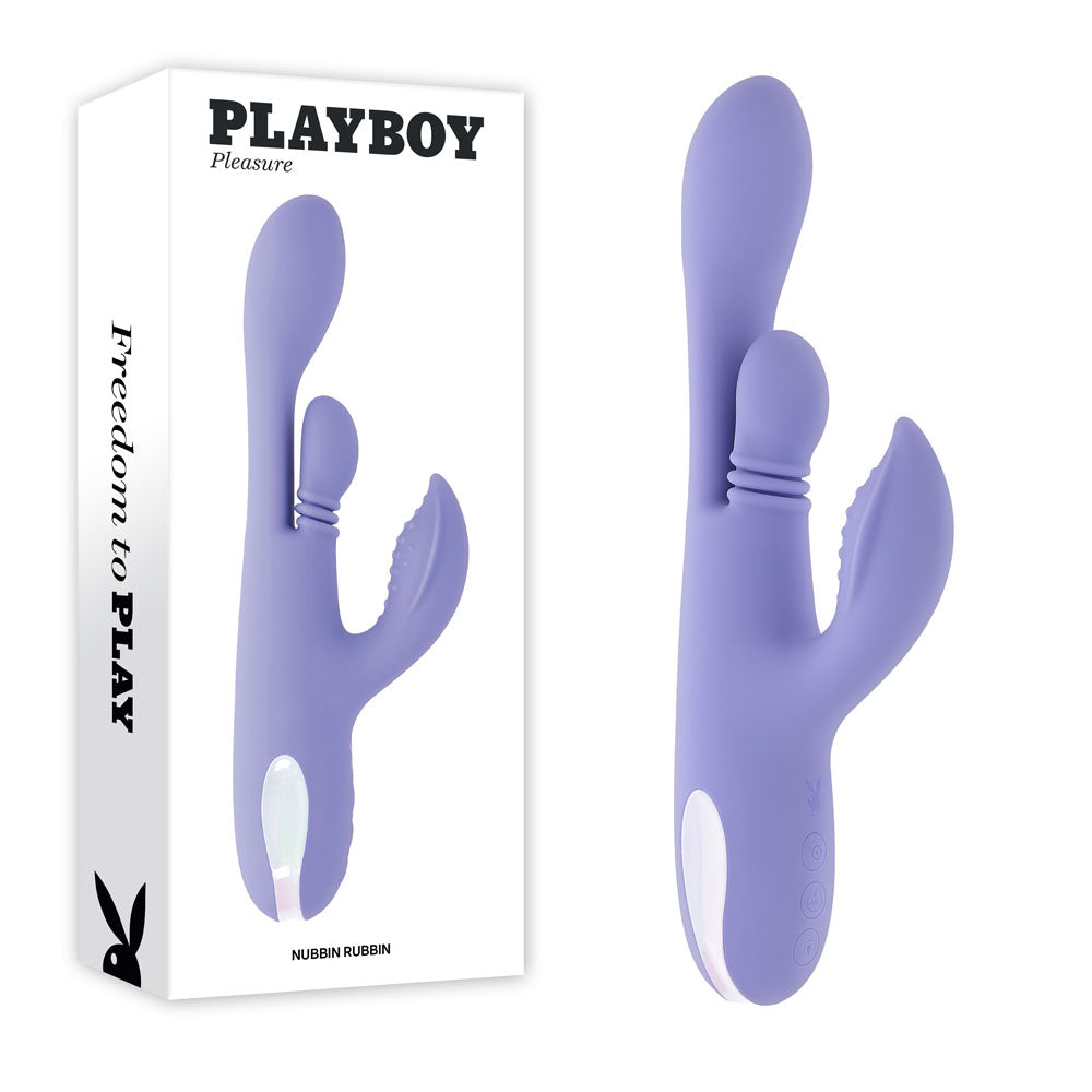 Playboy Pleasure NUBBIN RUBBIN USB Rechargeable Thrusting Rabbit Vibrator Playboy Pleasure