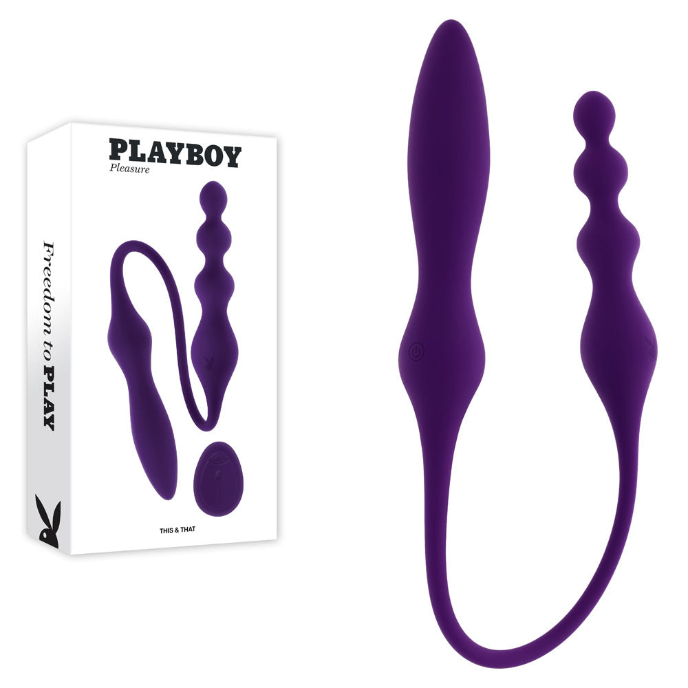 Playboy Pleasure THIS & THAT USB Rechargeable Flexible Dual Ended Vibrator Purple 60cm Playboy Pleasure Main image