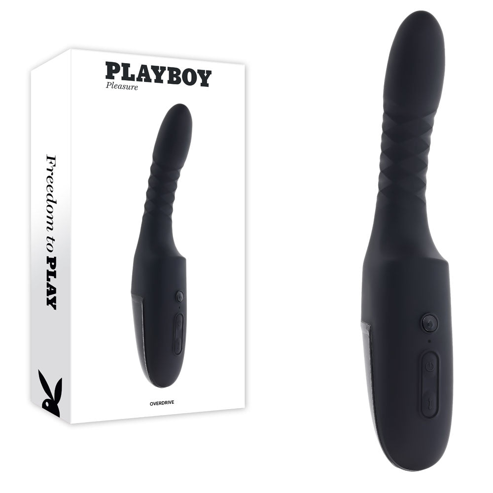 Playboy Pleasure OVERDRIVE USB Rechargeable Thrusting Vibrator 28.2cm Black Playboy Pleasure