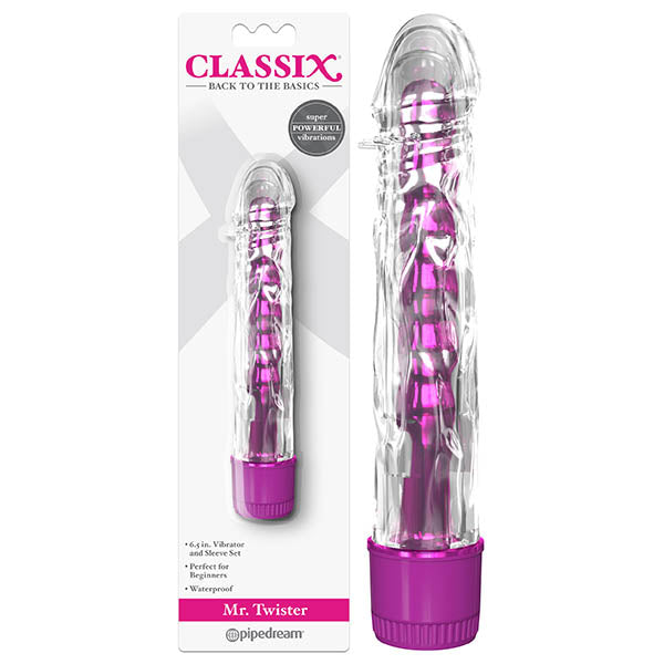 Pipedream Classix Mr Twister Vibrator With Clear Sleeve 6 Inch Pipedream