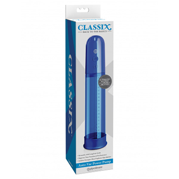 Pipedream Classix Auto Vac Powered Penis Pump Blue Pipedream