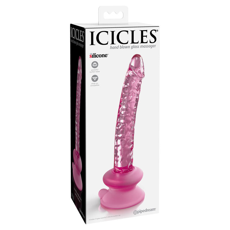 Pipedream Icicles #86 Glass Dong With Suction Base 17cm Pink