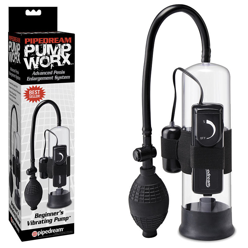 Pipedream Pump Worx Beginner's Vibrating Penis Pump Clear / Black
