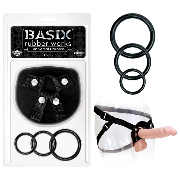 Basix Rubber Works Universal Harness - Plus Size - Black Plus-Size Strap-On Harness (No Probe Included) Pipedream