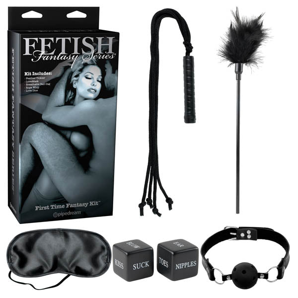 Pipedream Fetish Fantasy Series Limited Edition First Time Fantasy Kit Bondage Kit 5 Piece Set Black Pipedream