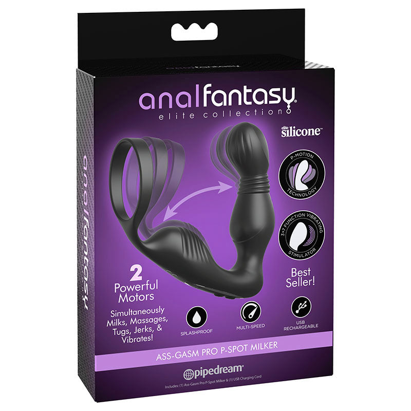 Pipedream Anal Fantasy Elite Ass Gasm P Spot Milker USB Rechargeable Prostate Massager With Cock Ring