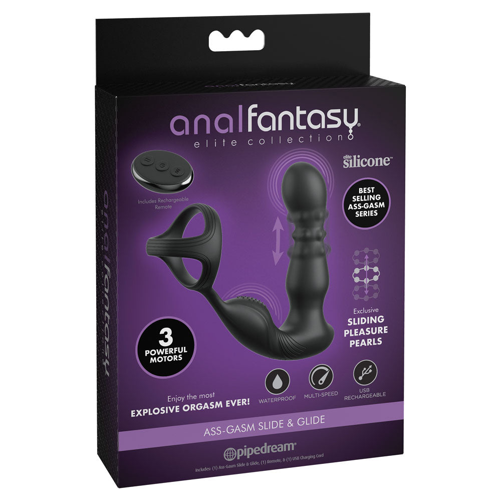 Pipedream Anal Fantasy Elite Ass Gasm USB Rechargeable Prostate Massager With Cock Ring Black Pipedream Main image