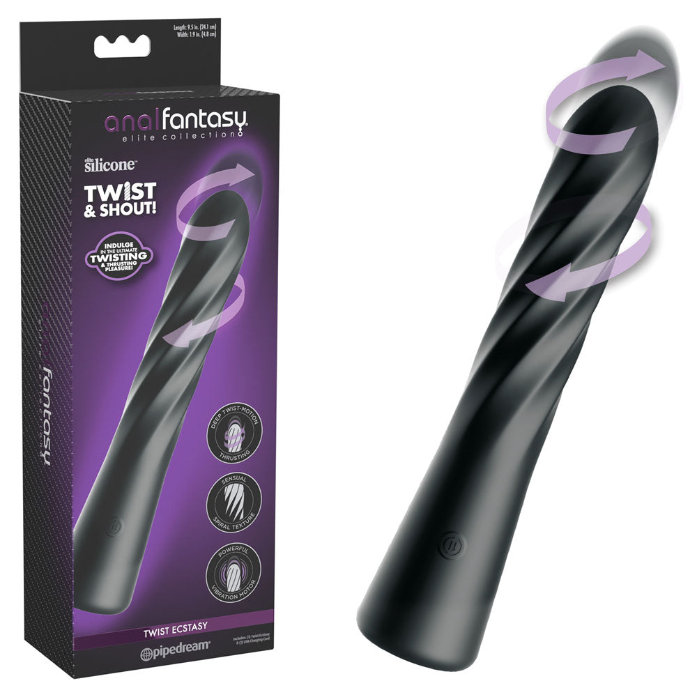 Pipedream Anal Fantasy Elite Twist Ecstasy Anal Vibrator Black 24.1cm Pipedream