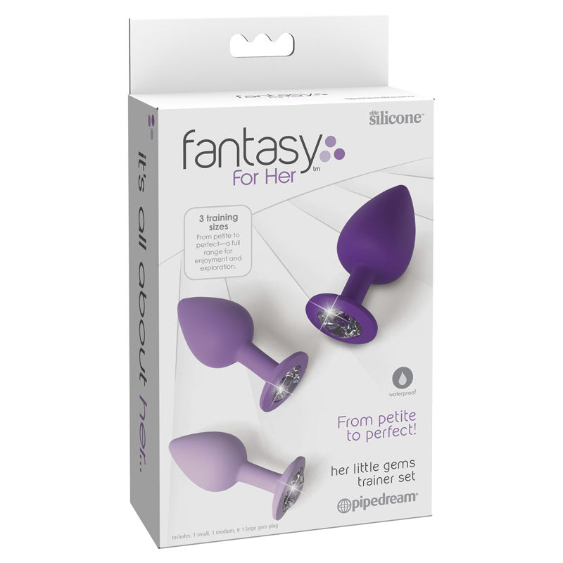 Pipedream Fantasy For Her Little Gems Trainer Set Butt Plugs With Jewel Bases Set Of 3 Sizes