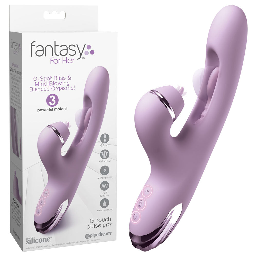 Pipedream Fantasy For Her G Touch Pulse Pro Rabbit Vibrator Purple 23.4cm Pipedream
