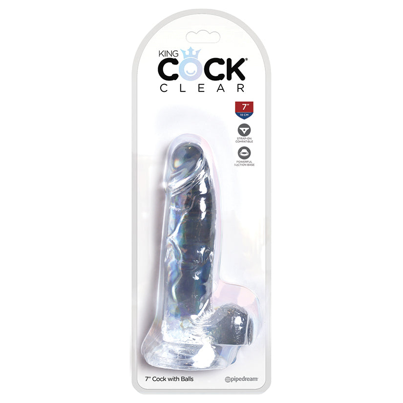 Pipedream King Cock With Balls Dildo 7 Inch Clear Main image