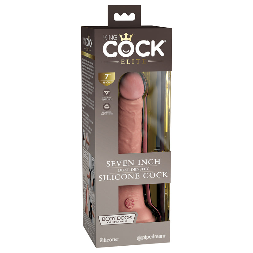 Pipedream King Cock Elite Dual Density Starp On Compatible Silicone Dildo With Suction Cup Light 7 Inch Secondary image