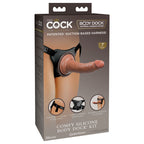 King Cock Elite Comfy Silicone Body Dock Kit - Body Dock Strap-On Harness with Tan 17.8 cm Dong Pipedream
