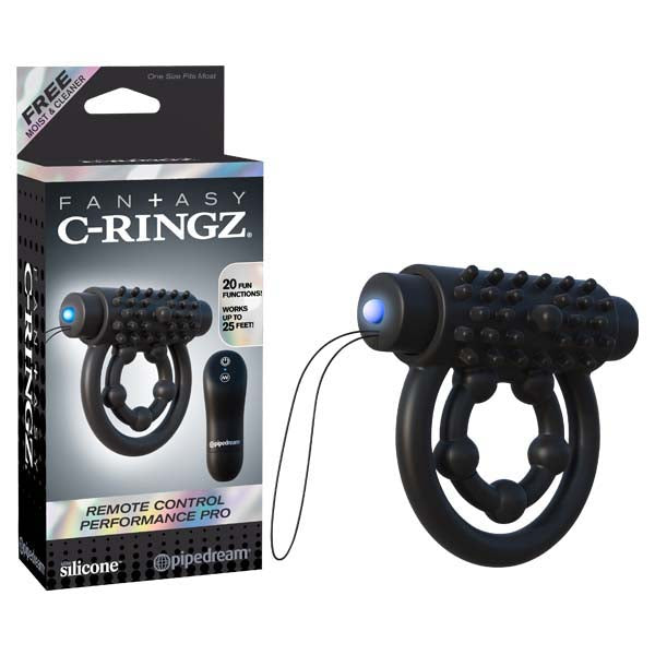 Pipedream Fantasy C Ringz Performance Pro Vibrating Cock & Ball Rings With Remote Black Pipedream