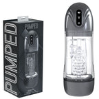 Shots toys PUMPED SonicPull USB Rechargeable Sucking & Vibrating Automatic Masturbator Gunmetal Grey / Clear Shots Toys