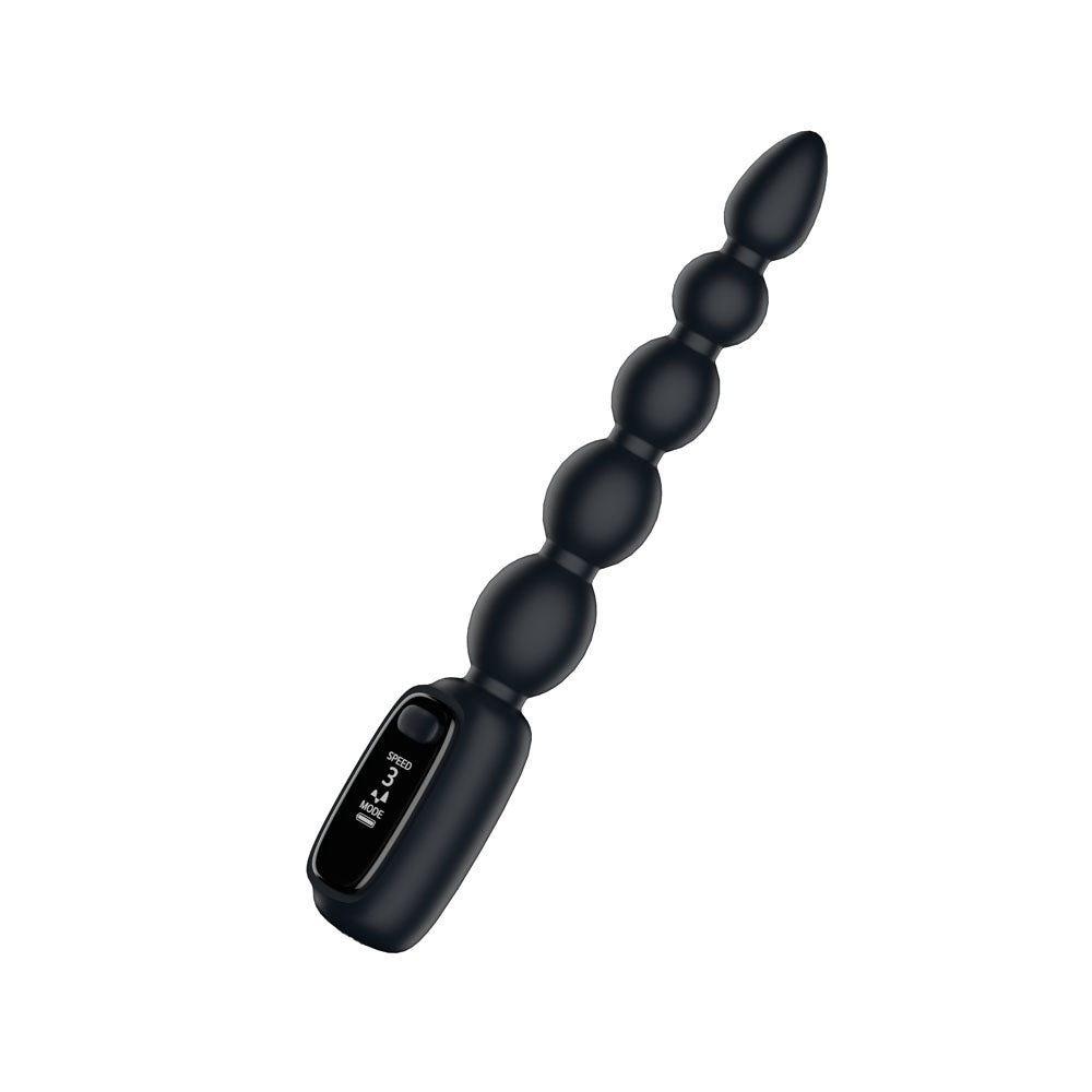 Passion Play USB Rechargeable Vibrating Anal Beads With LED Screen Black