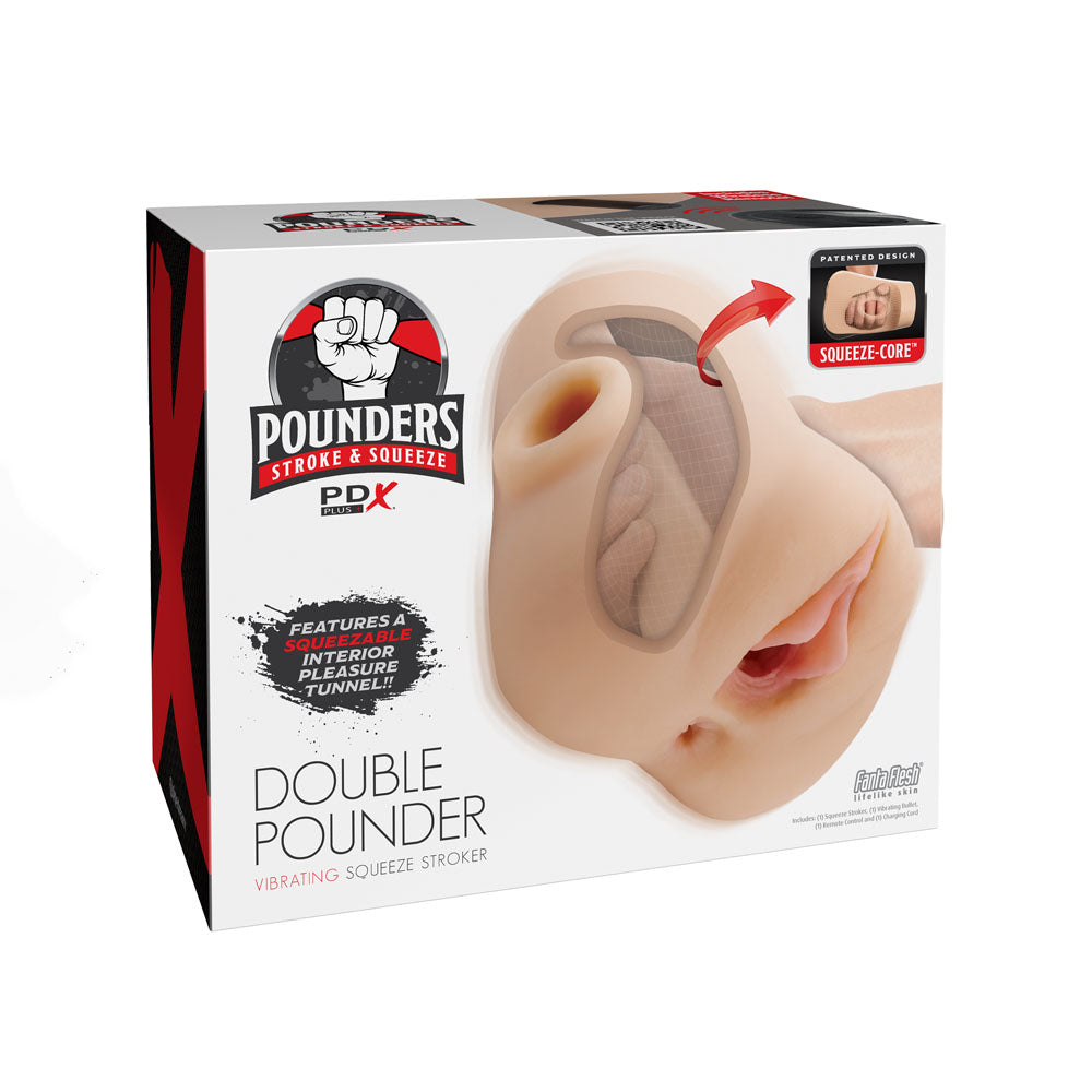 Pipedream PDX Plus Double Pounder USB Rechargeable Vibrating Vagina Stroker Flesh Pipedream Main image
