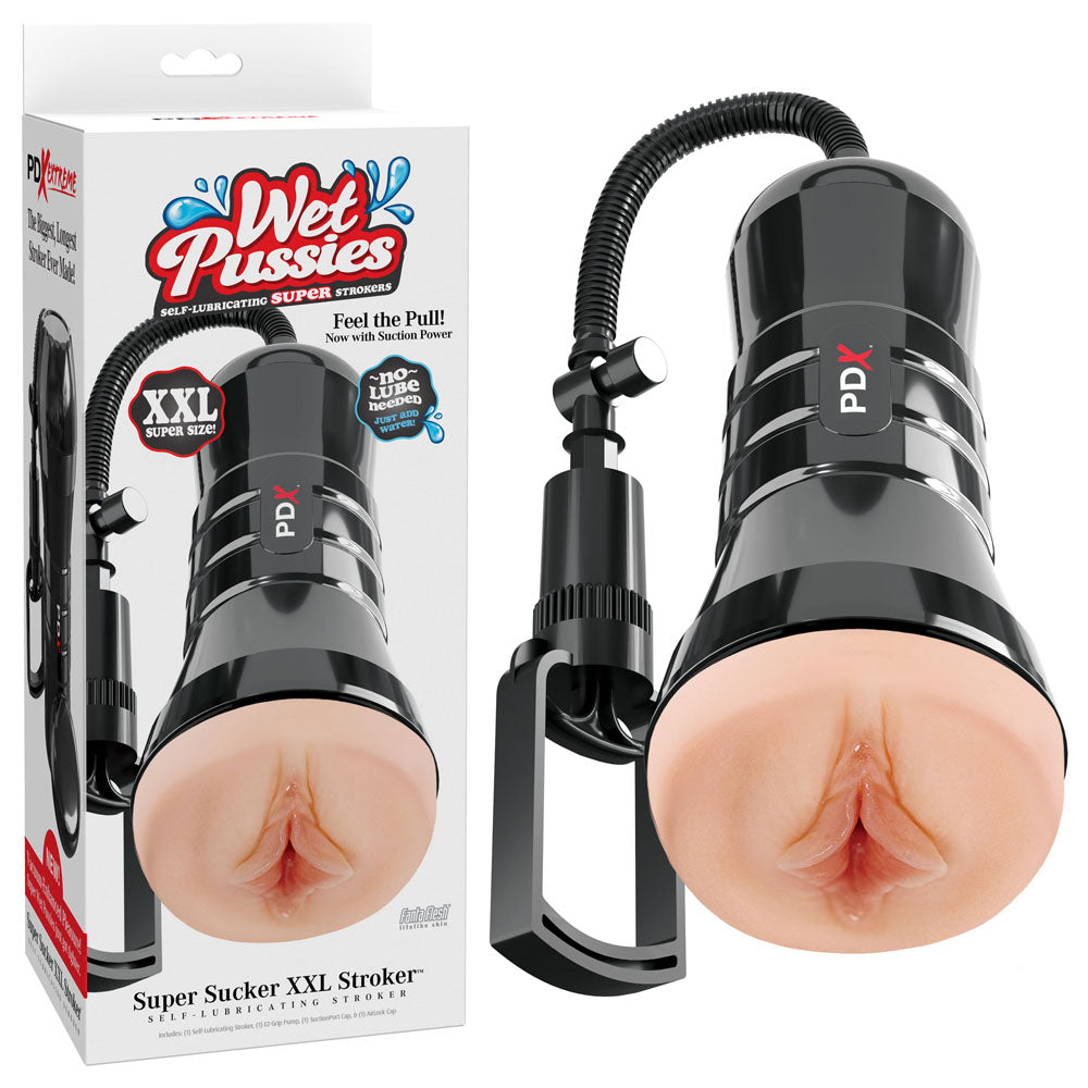 Pipedream PDX Wet Pussies Super Sucker XXL Vagina Stroker With Suction Pump Flesh Pipedream