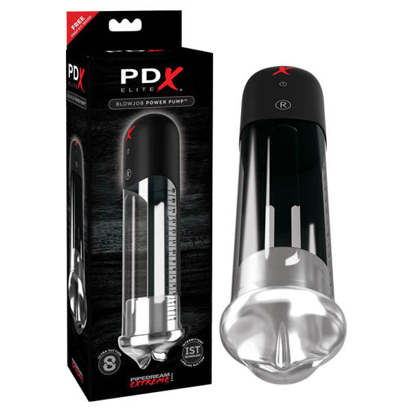 Pipedream PDX Elite Blowjob PPowered Penis Pump With Mouth Stroker Sleeve Black Pipedream Main image