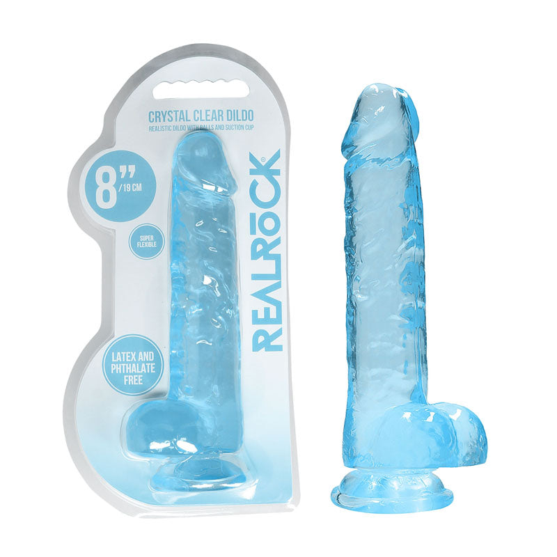 Shots Toys REALROCK Realistic Dildo With Balls 8 Inch Blue