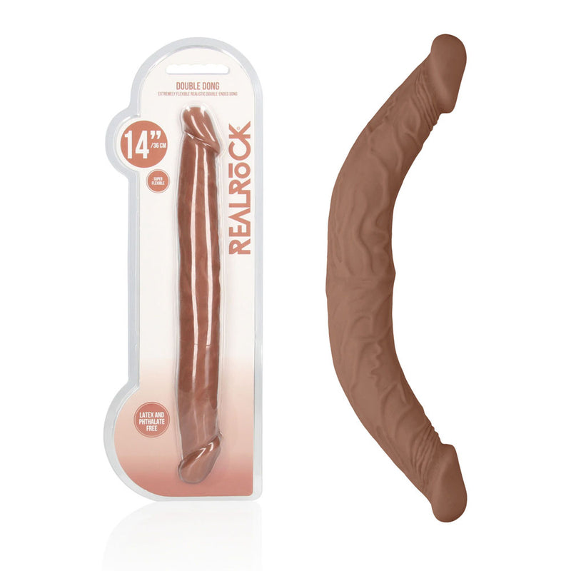 Shots Toys REALROCK Double Dildo 14 Inch Tan