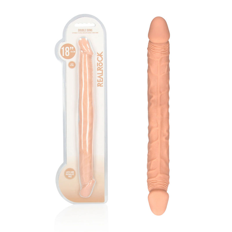 Shots Toys REALROCK Double Dildo 18 Inch Flesh