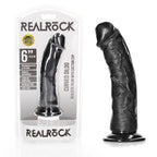 REALROCK Realistic Curved Dildo With Suction Cup Black 15.5cm Shots Toys