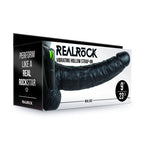 REALROCK Vibrating Hollow Strapon + Balls - 23cm Black - Black 23 cm Vibrating Hollow Strap-On Shots Toys