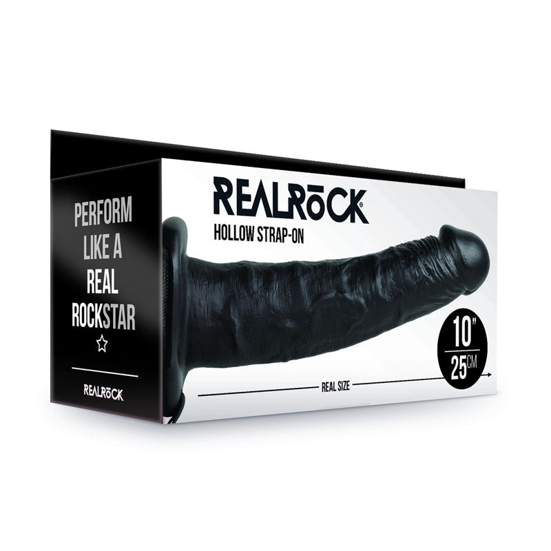 REALROCK Hollow Strap-on - 24.5 cm Black - Black 24.5 cm Hollow Strap-On Shots Toys Main image
