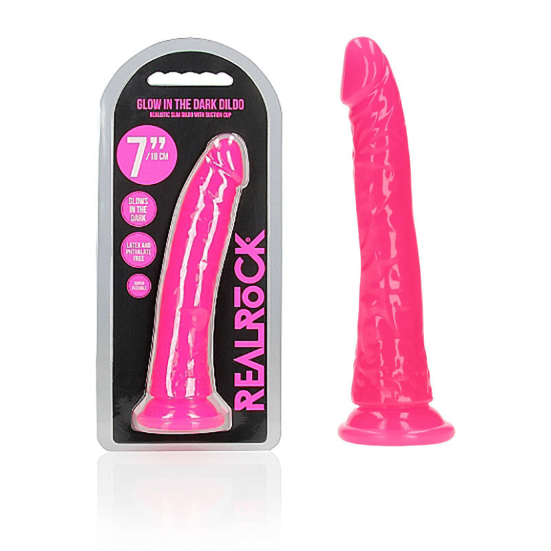 Shots Toys REALROCK Slim Glow In The Dark Neon Dong 7 Inch Shots Toys