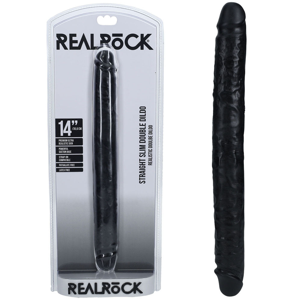 Shots Toys REALROCK Slim Double Dildo 14 Inch Black Shots Toys