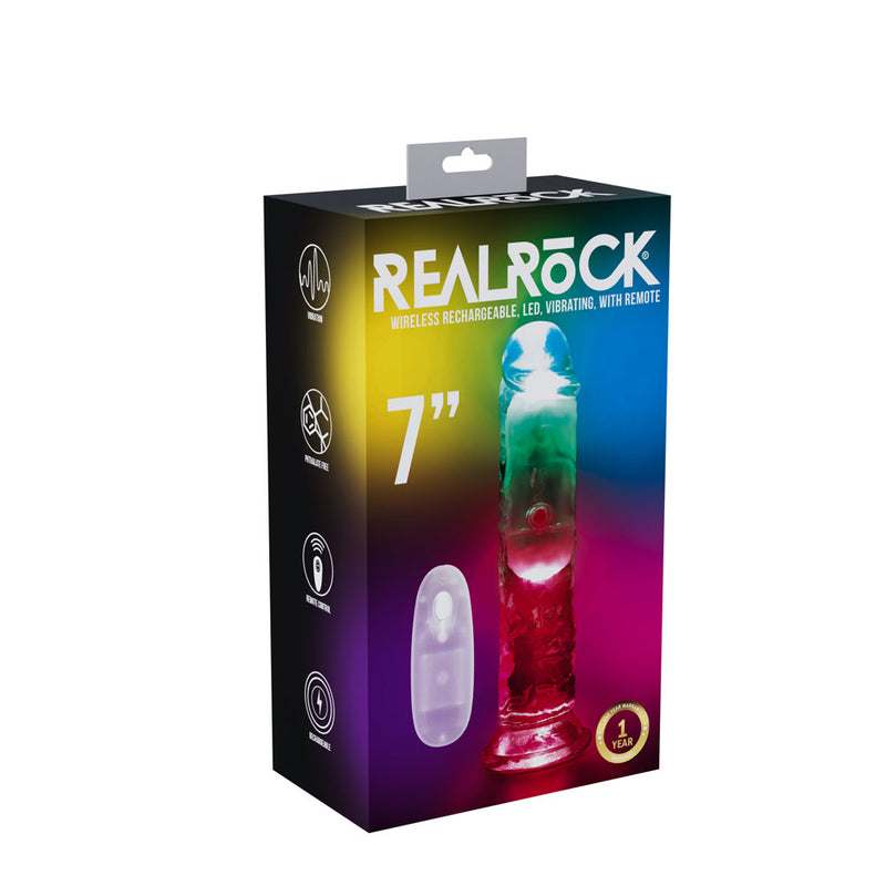 Shots Toys REALROCK 6'' Wireless Rechargeable LED Vibrating Dong With Remote 7 Inch