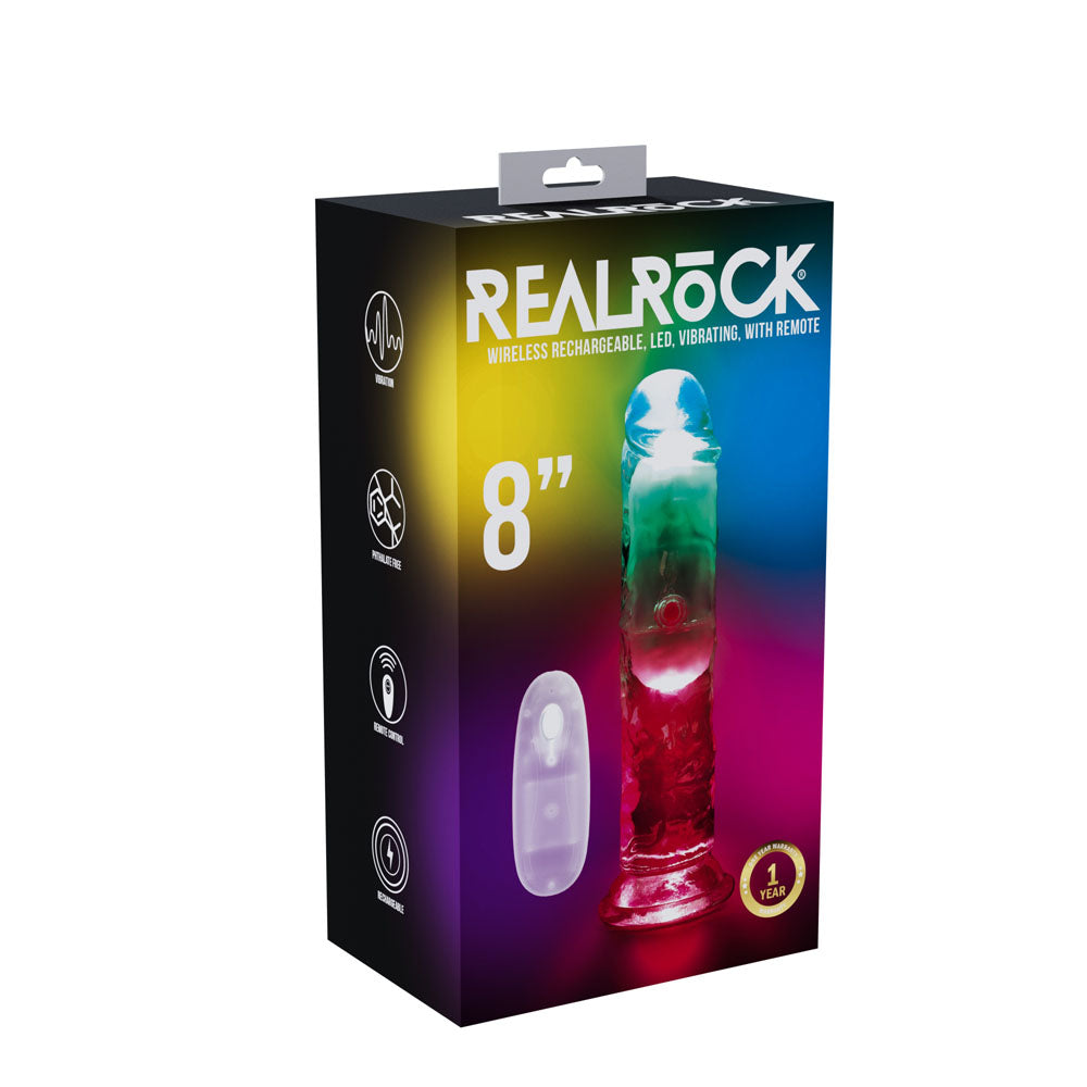 Shots Toys REALROCK 6'' Wireless Rechargeable LED Vibrating Dong With Remote 8 Inch Shots Toys
