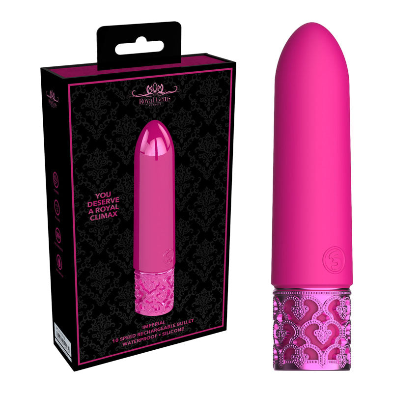Shots Toys ROYAL GEMS Imperial Silicone Rechargeable Bullet Vibrator Pink