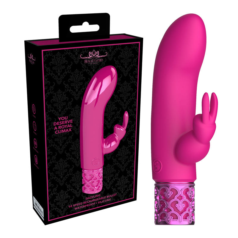 Shots Toys ROYAL GEMS Dazzling Silicone Rechargeable Bullet Vibrator Pink Shots Toys