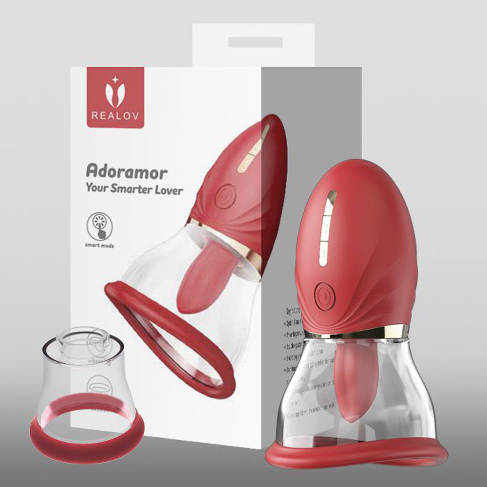 LuvPump Adoramor USB Rechargeable Licking  & Suction Pussy Pump Red LuvPump Main image