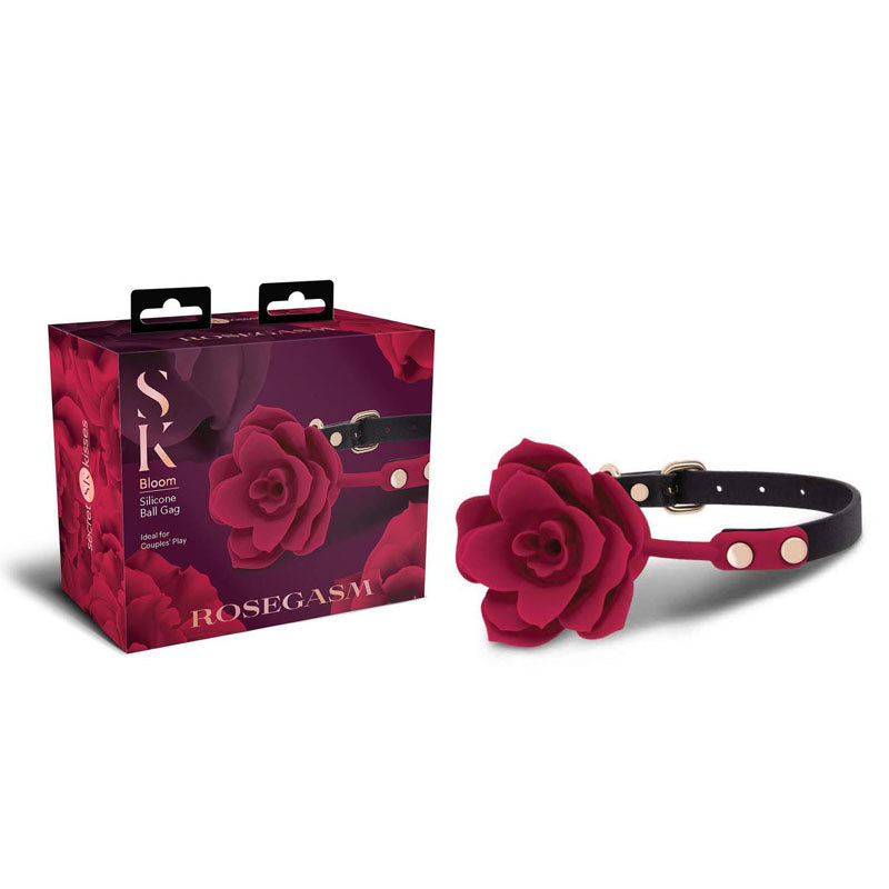 Secret Kisses ROSEGASM BLOOM SILICONE GAG Mouth Restraint Rose Red