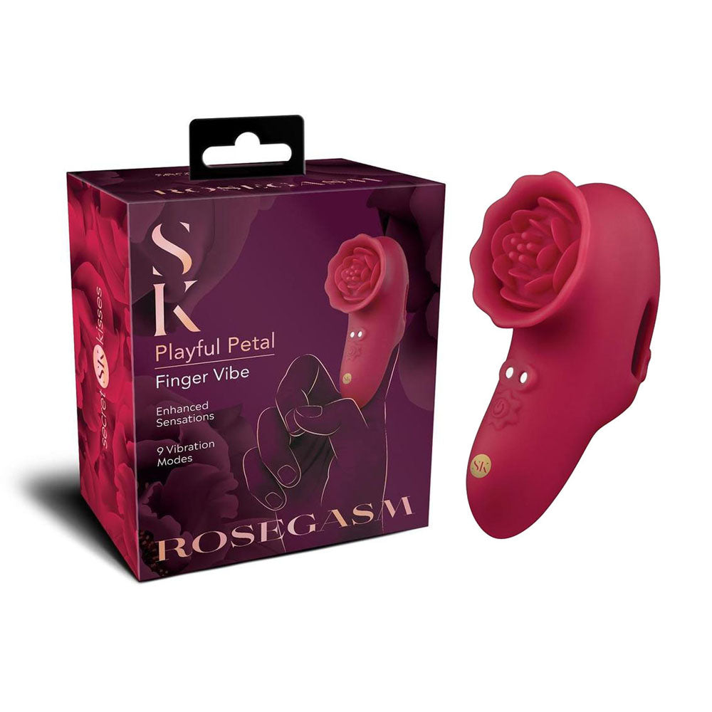 Xgen Products Secret Kisses ROSEGASM PLAYFUL PETAL USB Rechargeable Finger Stimulator Red Xgen Products
