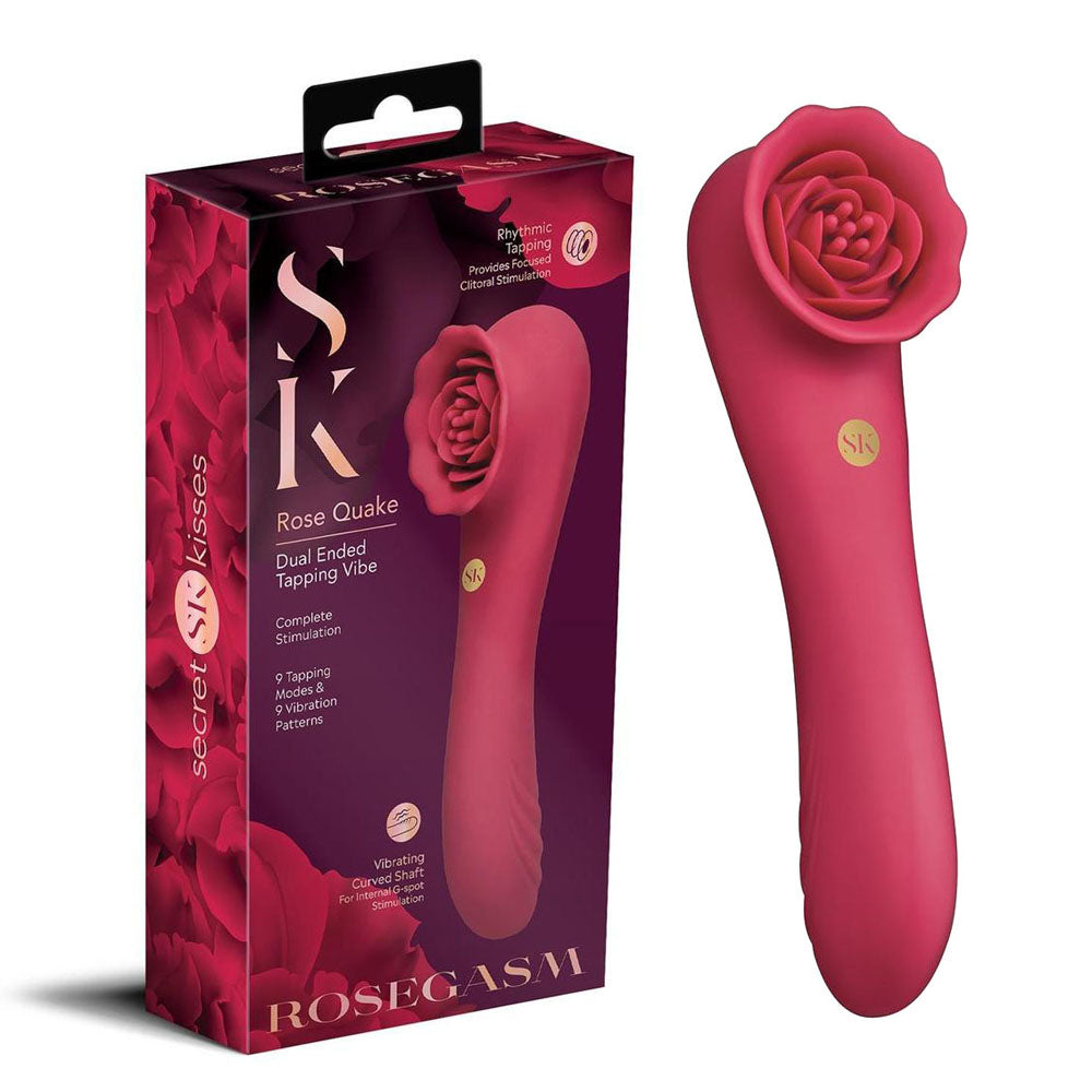 Xgen Products Secret Kisses ROSEGASM ROSE QUAKE USB Rechargeable Dual Ended Tapping Vibrator Red Xgen Products