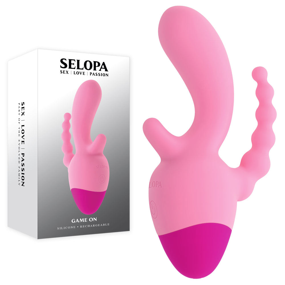 Selopa GAME ON USB Rechargeable Mini Triple Stimulator Pink