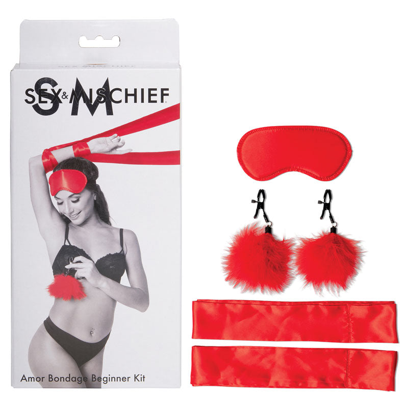 Sex & Mischief Amor Bondage Beginner Kit 5 Piece Set Red
