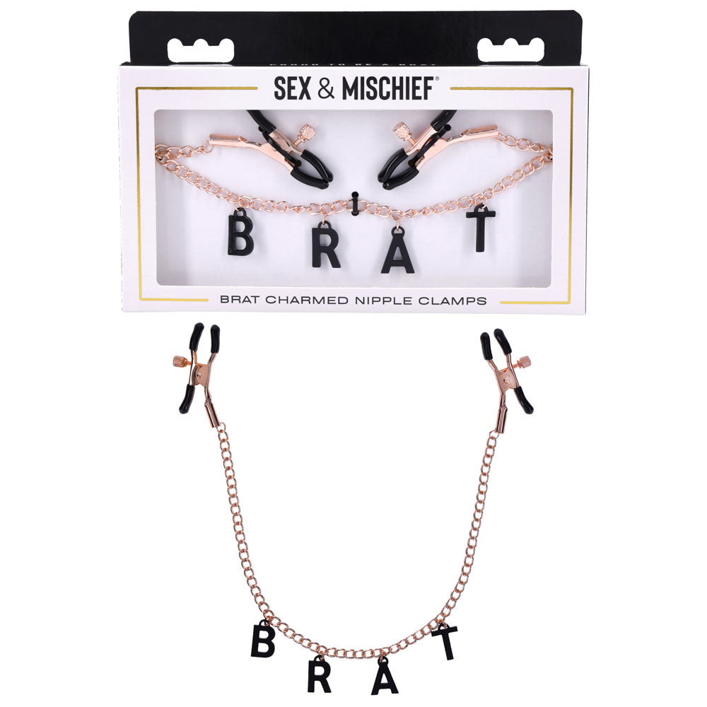Sportsheets Sex & Mischief Brat Charmed Nipple Clamps With 45cm Chain Sportsheets