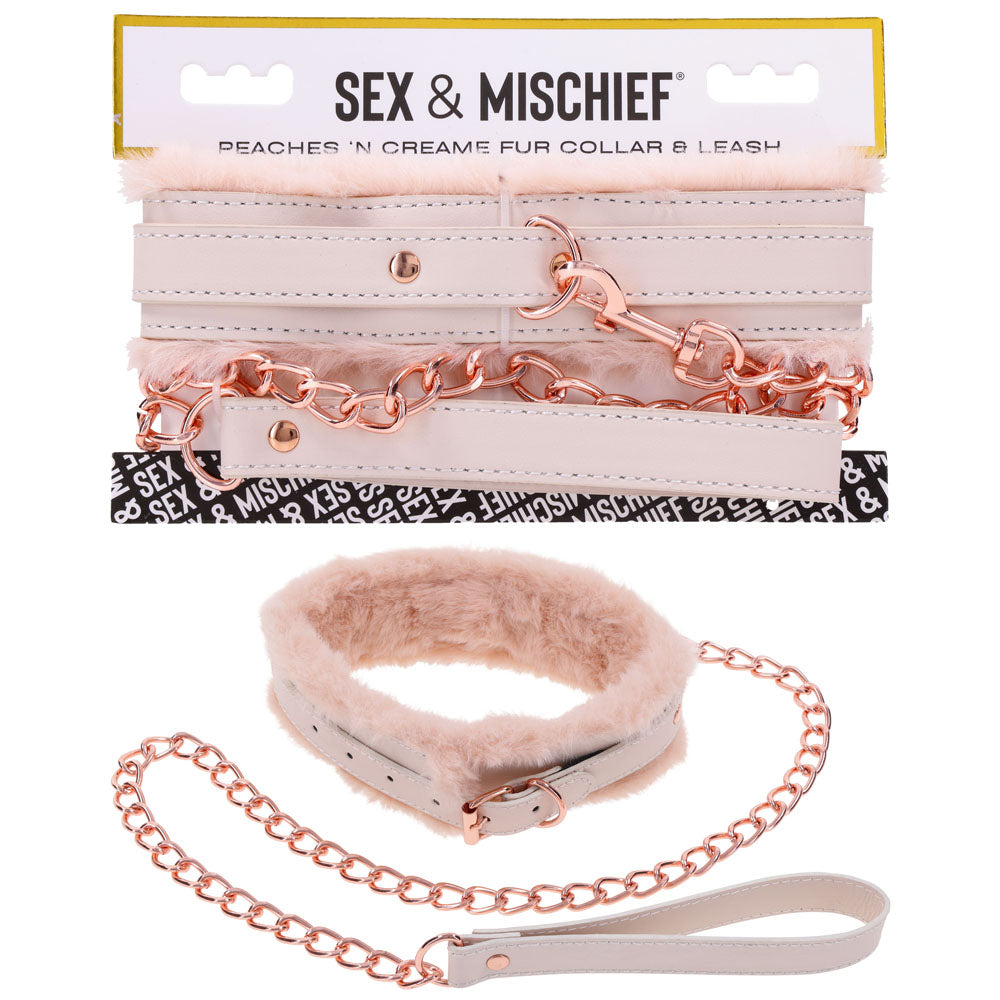 Sportsheets Sex & Mischief Peaches N CreaMe Fur Collar & Leash Restraint Sportsheets