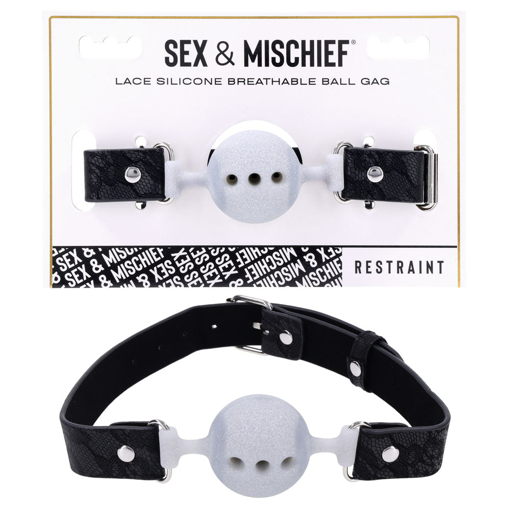 Sportsheets Sex & Mischief Lace Silicone Breathable Ball Gag Mouth Restraint Sportsheets Main image