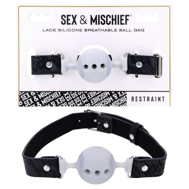 Sportsheets Sex & Mischief Lace Silicone Breathable Ball Gag Mouth Restraint