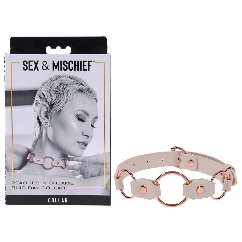 Sex & Mischief Peaches N CreaMe Ring Day Bondage Collar Peach Sportsheets