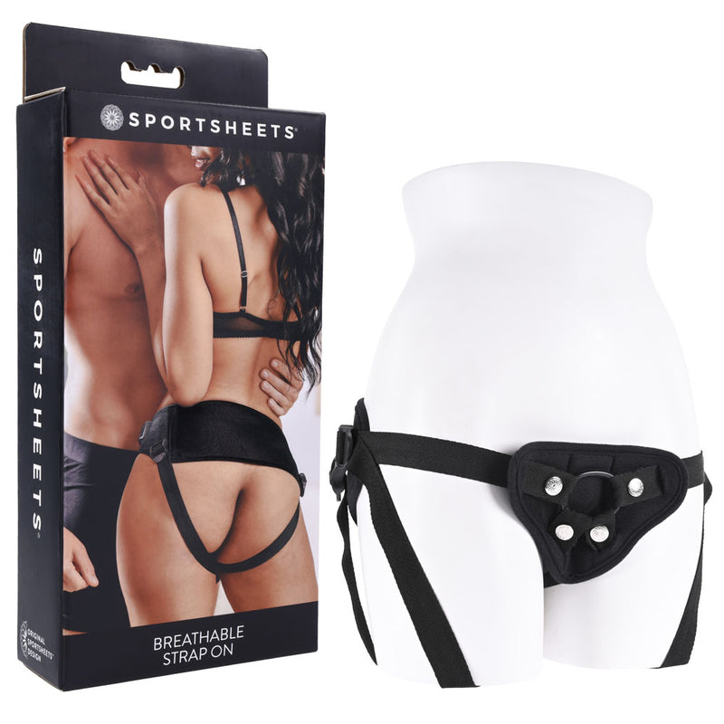 SPORTSHEETS Breathable Strap On Adjustable Strap On Harness (No Probe Included) Black