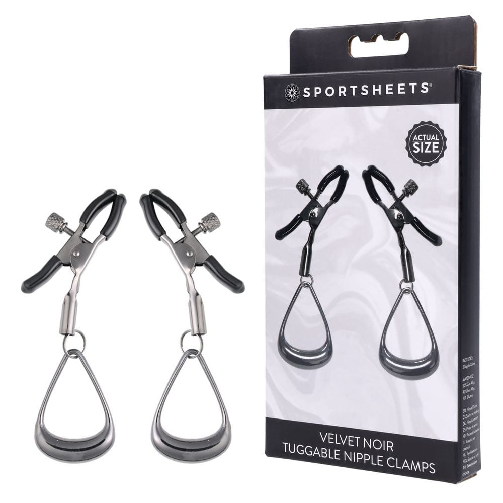 SPORTSHEETS Velvet Noir Tuggable Nipple Clamps Adjustable Nipple Restraints Sportsheets