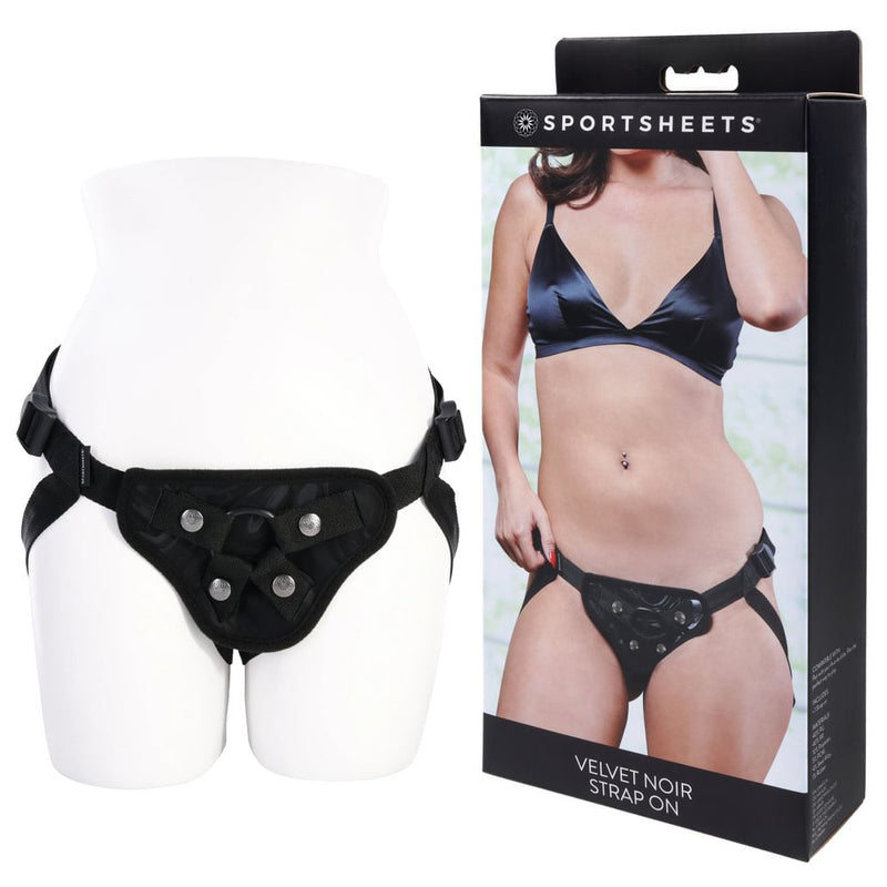 SPORTSHEETS Velvet Noir Strap On Adjustable Strap-On Harness (No Probe Included) Black